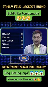 79 reactions · 20 shares | FAMILY FEUD JACKPOT ROUND;Bakit Ka tumatawa?GRABE GALING!sobra sobra yung BINIGAY na score nung last WORD #highlightsシ゚ #foryoupagereels #fypシ゚ #FamilyFeudPH #FamilyFeud #artist #adsonreels #fbyシvideo | Mary Jane Ylanan Masarque | Facebook
