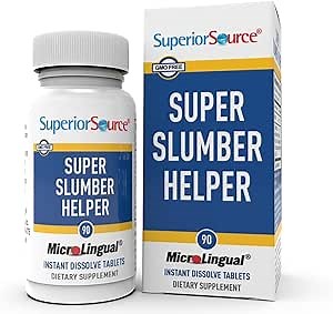 Superior Source Super Slumber Helper - Melatonin Supplement with L-Theanine & Chamomile Flower - Supports Healthy & Natural Sleep with Valerian Root Powder & GABA - 90 Instant Dissolve Tablets