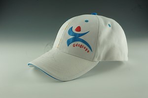 6 Panel White Cotton Twill Baseball Cap with Metal Buckle