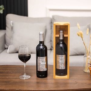 [Hot Item] Pine Single Bottle Red Wine Box with Acrylic Sliding Lid