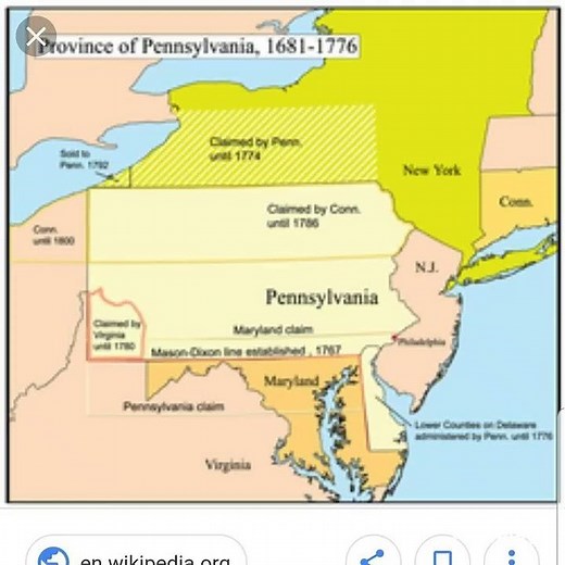 Province of Pennsylvania 1681-1776 Map #education