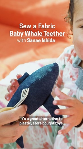Whale hello there! 🐋 Learn to sew this adorable whale baby teether with Sanae Ishida! In this class, Sanae will expertly guide you through seaming small, curved fabric pieces into a three-dimensional object. You won’t need much fabric, and you’ll be able to turn your fabric scraps into a cherished play friend! #creativebug #craftsforbabies #sewababyteether | Creativebug