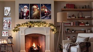 Christmas Tree Canvas Wall Art - Christmas Wall Decor Vintage Picture Winter Art Tree Painting Prints Xmas Farmhouse Home Decor Framed(Art-5,16.00x24.00 inch)