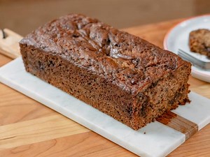 Banana Cake with Cocoa Nibs and Nutella Swirl