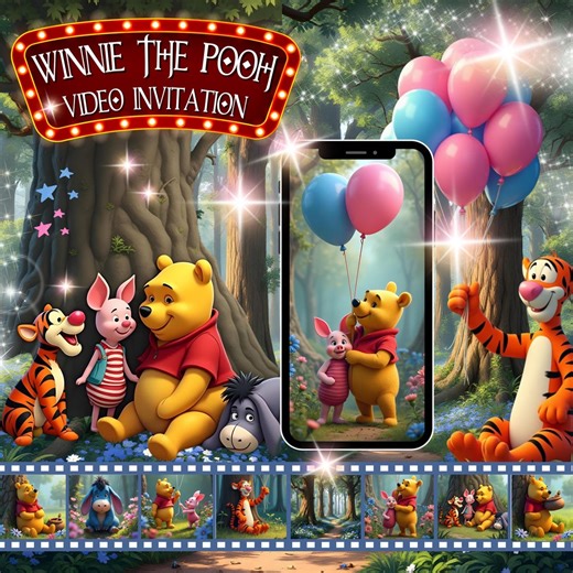 Animated Winnie the Pooh Baby Shower Video Invitation: Pooh Bear and Friends (MP4 Digital Download) - Etsy Australia