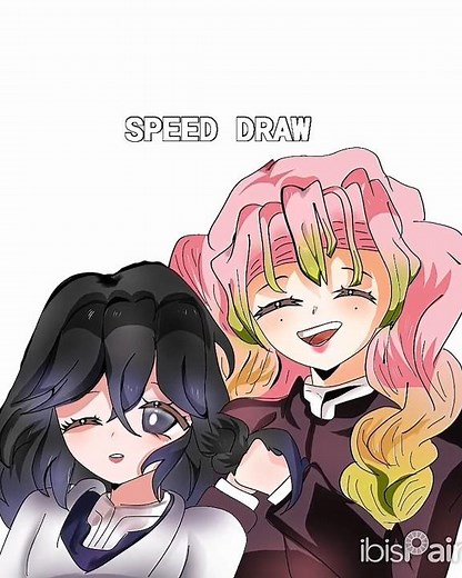 Speed draw for the art competition, Kira with sister figure(mitsu) ^^💖 #myart#mitsuri#oc#viral#fyp