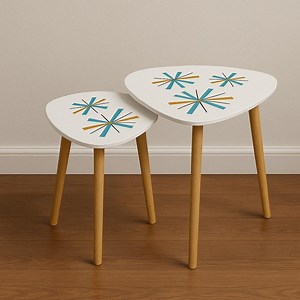 Mid Century Modern Nesting Tables Retro Atomic Starburst Side Table Vintage Triangle Accent Tables for Living Room or Bedroom - Etsy