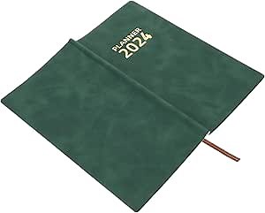 2024 Agenda Book Delicate Planner Notebook Agenda Notepad Notebook for Planning Multifunction Dark Green Office Paper Agenda Book Daily Planning Notebook Yearly Planner Notebook