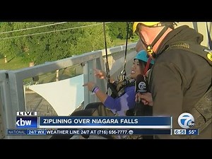 Soaring over the edge of Niagara Falls, new zip line opens to public