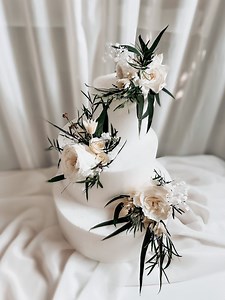 Dried Flowers Wedding Cakes Toppers, Boho Ivory Roses & Eucalyptus - Etsy