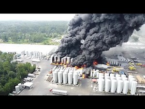 Drone footage shows explosion and fire at Louisiana plant