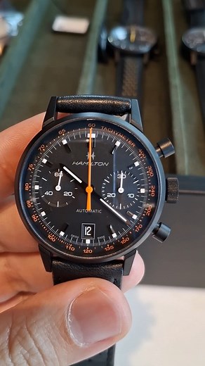 The tried and tested Khaki Field Automatic from @hamiltonwatch gets a brand new colour! The blue sunburst takes one of the best sellers from Hamilton and gives it a slightly more dressy look. We also got to take a closer look at the behemoth of a watch that is the Boulton Death Stranding 2 watch. It may look big but because of its titanium construction, the thing is pretty light. Oh and there are a bunch of new Intra-Matic chronographs in some racing inspired livery as well for this year. #hamil