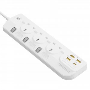 [Hot Item] Type G UK Standard Plug USB Pd Charging Extension Socket with 2m Lead Cable