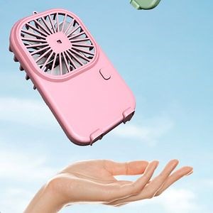 [Hot Item] Handheld Mini Fan Foldable Portable Neck Hanging Fans 5 Speed USB Rechargeable Fan with Phone Stand and Display Screen 1800mAh