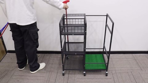 Golf Bag Storage Garage Organizer Golf Bag Stand for Single Golf Bag, Golf Clubs, and Golf Equipment Accessories Golf Bag Holder Storage Rack with Wheels for Garage, Club, Sports, Basement, Black