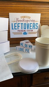 After Thanksgiving dinner, make it easy for guests to take home leftovers by setting up a Leftovers Packaging Station. Get plenty of take out containers and handled bags, and make it extra fun with our printable labels! #Thanksgiving #thankgivingdinner #leftovers #ThanksgivingLeftovers #leftoverturkey #foodlabels | Chica and Jo