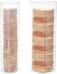 Youngever 2 Pack Plastic Cookie Containers, Cookie Jars, Cookie Cracker & Biscuit Storage Container, Food Storage Containers with Lid (Round and Square Set)
