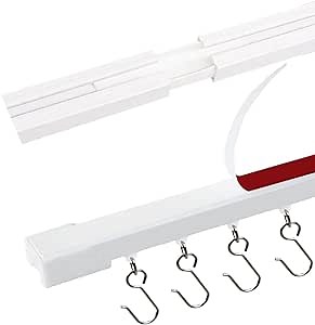 Self Adhesive Ceiling & Wall Track (1 Pack 48'') for Sheer Curtain, No Drilling, Screws or Tools Rod for Window, Bedroom, Shower, Closet and RV - Easy to Install Rail