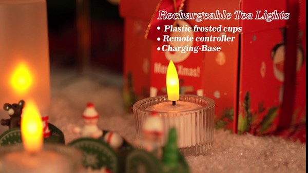 Rechargeable tealights Candles with Remote and Timer,Flickering Flameless LED Votive Candles, Battery Operated with Charging Base for Home Decor Centerpiece Decoratios,Christmas-6Pack