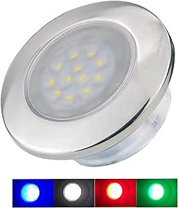 Boat Interior Lights LED Marine Courtesy Lights Boat Cabin Lights RGBW Stainless Steel Flush Mount 12 Volts 2.76 Inches