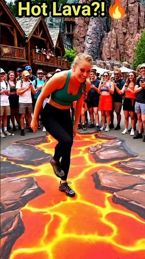 Walking on Lava?! Stunning 3D Ground Illusion 🔥🤯 #3dart #usashorts