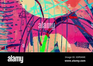 Abstract orange green doodle animated background. Colorful animated shapes.