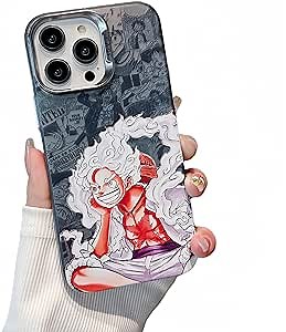 Anime Phone Case for iPhone 13 Pro Cool Manga Aesthetics Phone Case [Electroplated IMD Double Layer Craft][Scratch Resistant Shockproof] Designed for Boys Kids Silver
