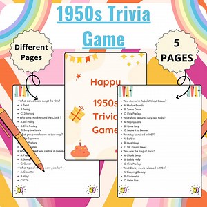 50s Activities | 50s Party Games | 1950s Party Games | 50s Trivia | 1950s Trivia Game | Printable 50s Trivia | 50's Party Trivia Game - Etsy