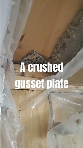 What a crushed gusset plate for a wooden truss looks like. #roof #roofing #carpentry #whoknew #diy