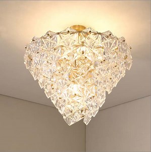[Hot Item] Conical Clear Glass Brass Ceiling Chandelier for Bedroom, Living Room