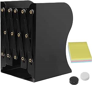 DARUITE Adjustable Bookends for Shelves Book Ends to Hold Books Bookends for Heavy Books Office Desk Book Organizer Non-Skid Bookend(Black x 1)