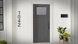 Masonite 32 in. x 80 in. Jet Black 15 Lite Left Hand Clear Glass Painted Steel Prehung Front Exterior Door Brickmold/Vinyl Frame 20781