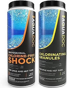 Hot Tub Chlorine & Spa Shock Kit - Hot Tub Starter Kit with Chlorine Free Shock & Chlorine Granules - Hot Tub Spa Starter Kit with Oxidizing Spa Shock by AquaDoc