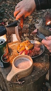 18K views · 102 reactions | Not fooling anyone but campfire cooking is where even the simplest meals taste like gourmet delights! ️ #CampfireCuisine : @fimbuloutdoors | Thecavemanstyle | Facebook