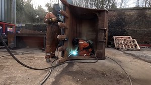 Heavy excavator bucket structural welding repair