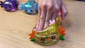 Axolotl Squishy Toy, Cute Slow Rising Fidget Toy for Stress Relief, Soft Squeeze Sensory Toy for Kids and Adults, Handheld Stress Ball for Anxiety and Focus(Orange)