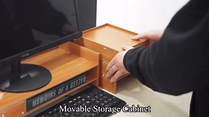 Computer Monitor Stand with 3 Drawers (1 Lockable) and Phone Holder, 2 Tier Computer Rack Desk Organizer, Monitor Riser Home Office Storage