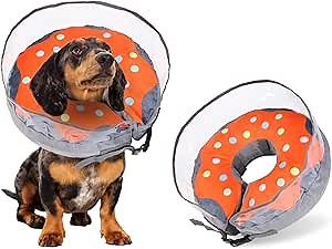Amazon.com : Inflatable Dog Cone for Medium, Large, Small Dogs, Donut Cones for Dogs to Stop Licking and Scratching, Soft Dog Recovery Cone Collar Alternative After Surgery with Enhanced Anti Licking Baffle : Pet Supplies