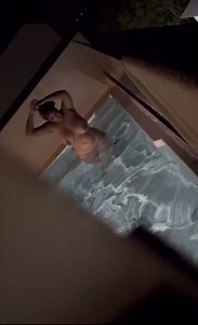 Spying neighbor naked in the pool