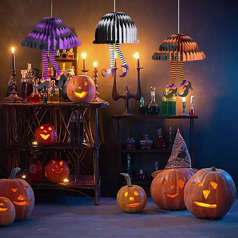 Halloween Witch Legs Decoration Gifts - Witch Leg Charm Halloween Ornaments,Halloween Witch Leg Halloween Decor,Witch Legs Halloween Decorations (Purple+Black+Orange)