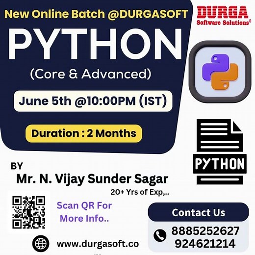 🐍 New Online Batch @ DURGASOFT!