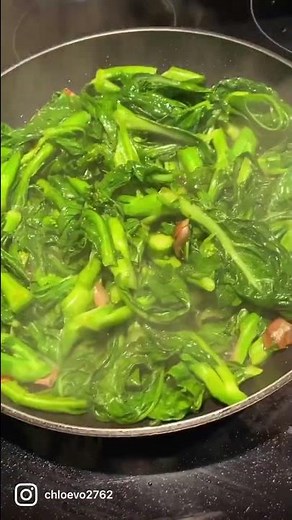 Delicious Stir fry Gai Lan with crushed garlic and oyster sauce