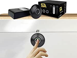 Fingerprint Lock for Cabinet, F220 Keyless Cabinet Lock, Biometric Lock, Privacy Lock for Home, Office (Black)