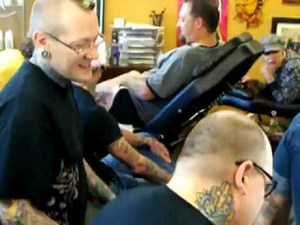 Promo shoot Next Top Tattoo Artist with Nate Beavers, Aaron Is, Mark Longnecker, Billy Jack Gunter.