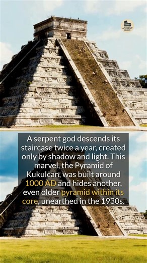 2K views · 31 reactions | A serpent of shadow descends this ancient pyramid that hides another, older pyramid inside. #ancienthistory #archaeology #didyouknow | Ancient Blog | Facebook