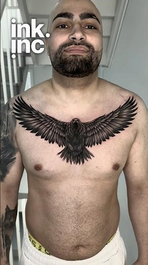🦅 Eagle Chest Tattoo | Bold Blackwork Bird Design