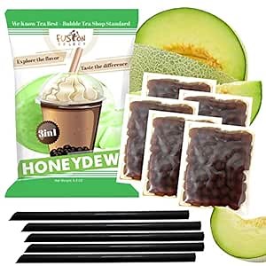 Fusion Select Authentic Lychee Bubble Tea Kit Extra Rich Bubble Tea Drink, Boba Tapioca Pearl, Straws, Popular Bubble Tea Flavors (Honeydew Kit)
