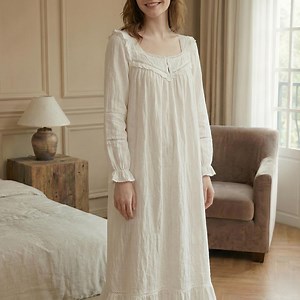 Cottagecore Cotton Linen Nightgown, Vintage Victorian Night Dress, Long Lace Sleepwear Chemise - Etsy Australia