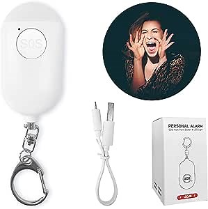 Safesound Personal Alarm Keychain for Women Security Alarm with 130dB Self Defense and Emergency LED Flashlight USB Chargable Scream for Girls Kids and Elderly