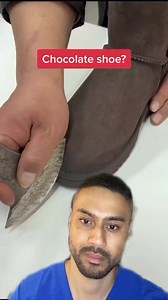 Cutting chocolate shoe #funnyvideos #funnyvideos #comedy #hilarious #ugg #uggboots #boots #chocolate #viralvideo #virals #podiatry #podiatrist #feet #doctors #fyppage | The Good Foot Doctor